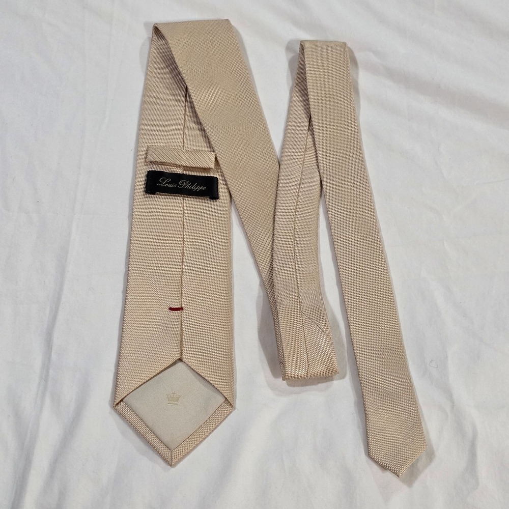 Louis Philippe Silk Blend Textured‎ Necktie Beige Formal Business Men's Tie